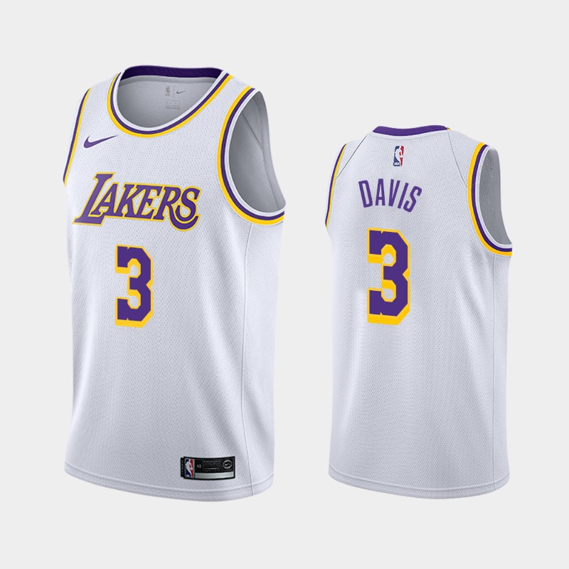 Men's Los Angeles Lakers #3 Anthony Davis White NBA Stitched Jersey
